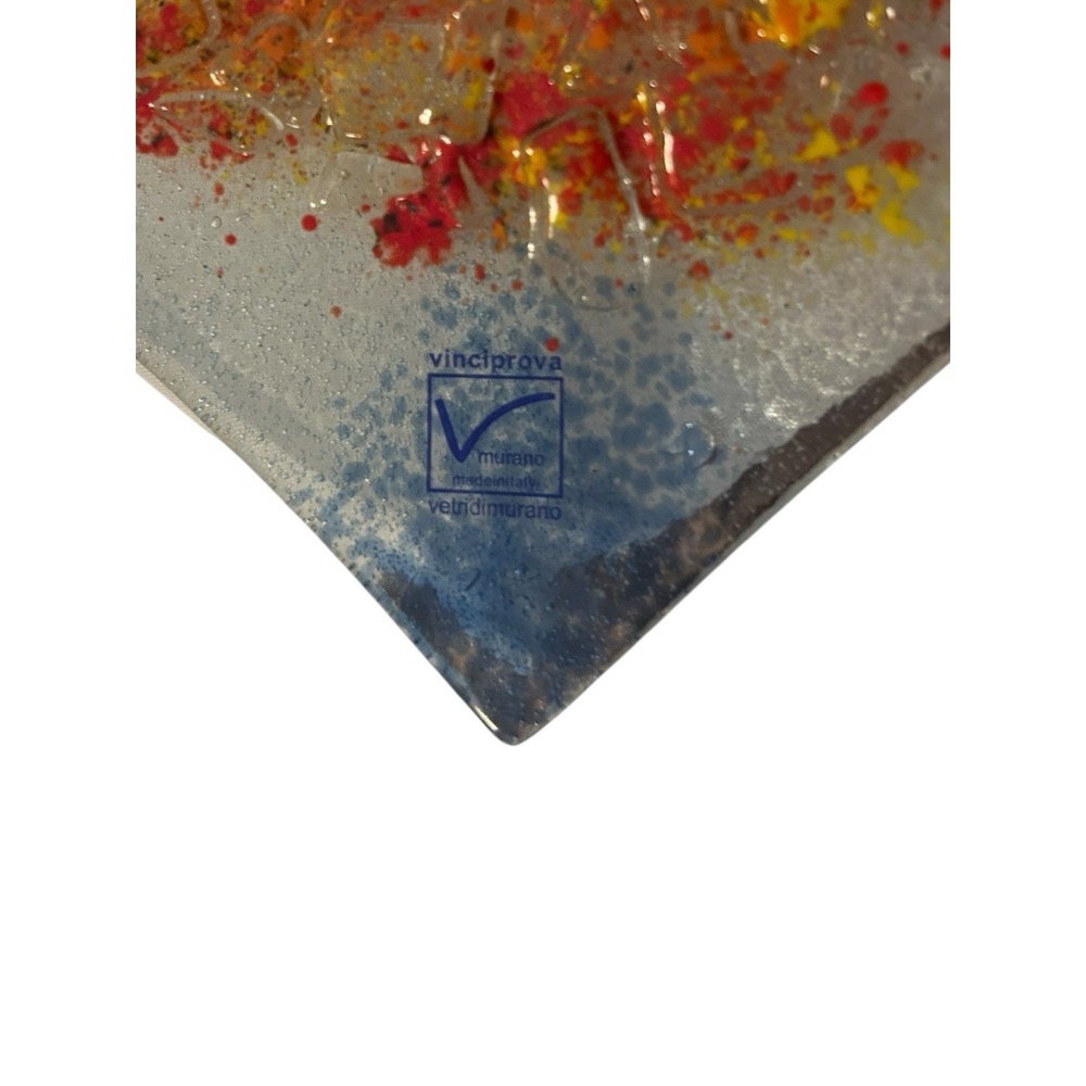 Venxia Vetri Di Murano Glass Fused infused Trinket Dish Square Plate Open Box - Picture 8 of 8